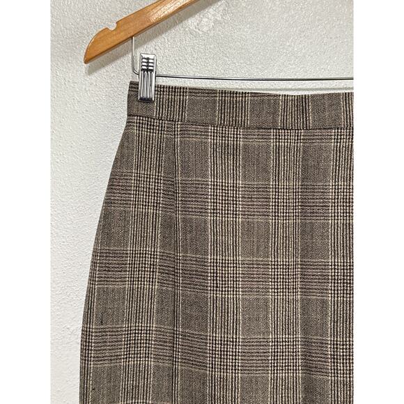 VTG Wool Plaid Pleated Midi Skirt M Preppy Fall Winter Corpcore Preppy RL Vibes - Picture 3 of 11